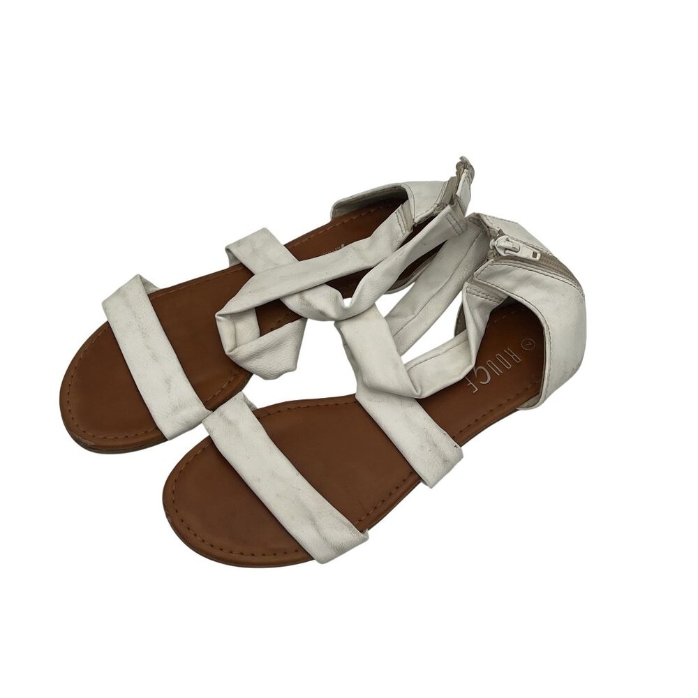 Rouge White Gladiator Sandals Womens Size 7 With Back Zipper Closure
